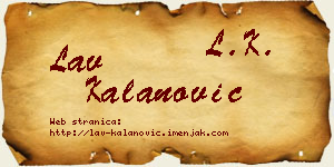 Lav Kalanović vizit kartica